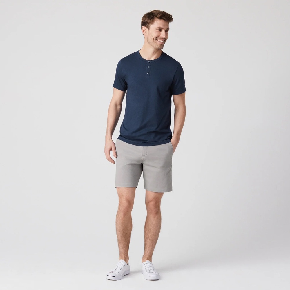 Short-sleeve Henley 3-button T-shirt - Medium Express Navy T-shirt Casual